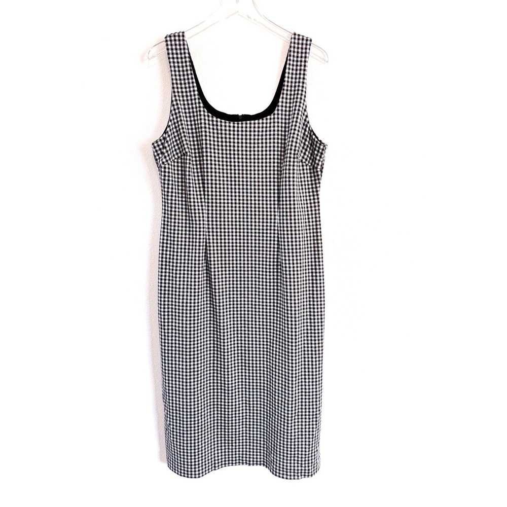 Hutch Black and White Gingham Sleeveless Sheath Dress - Scoop Neck Midi